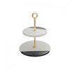 White And Black Marble 2-Tier Cake Stand