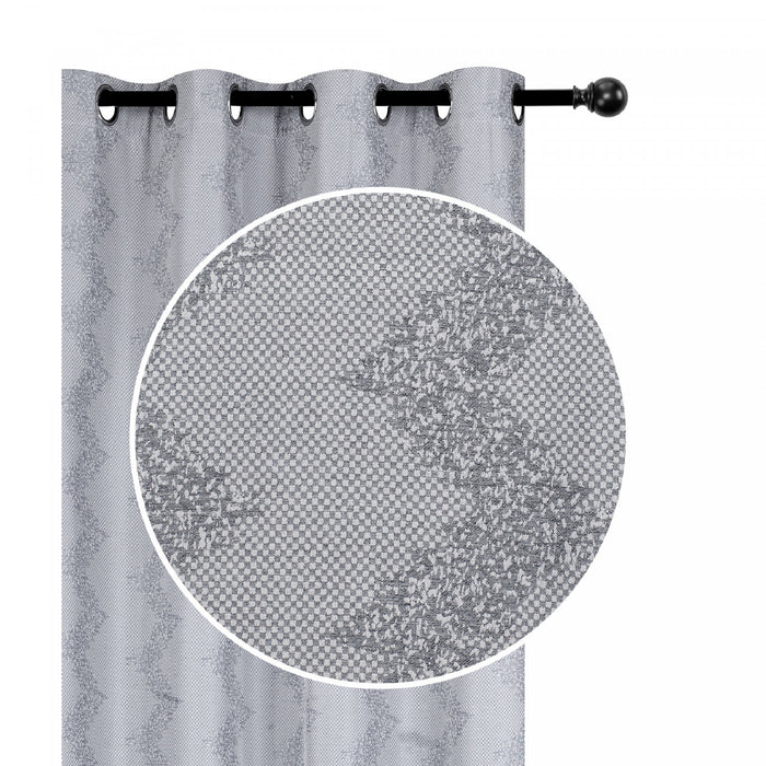 Jacquard Panel Chevron Grey 84\" - Set of 2 Drapes and Blinds