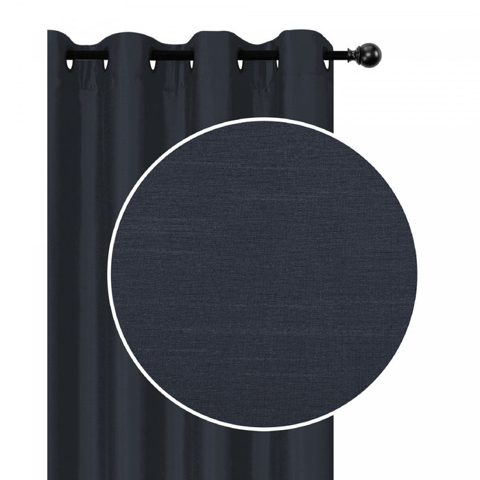 Faux Silk Panel With 8 Grommets Navy Blue - Set of 2 Drapes and Blinds