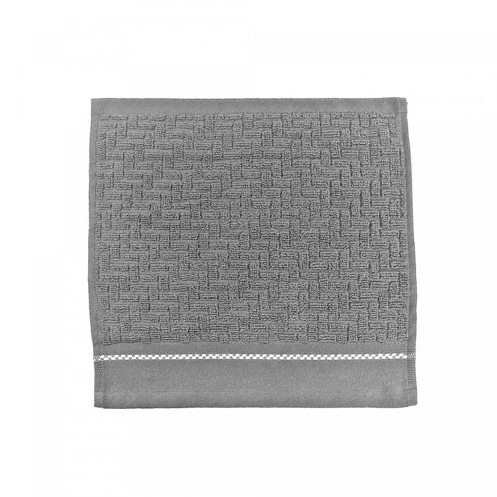 Luxury Stitch Wash Cloth 12 x 12 Cool Grey - Set of 6 Towels
