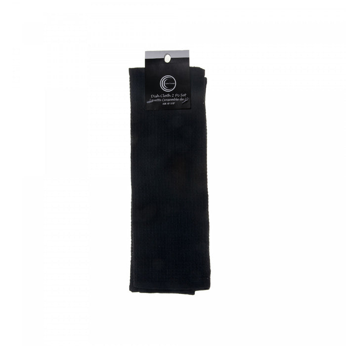 Waffle Dish Cloth 2-Piece Black - Set of 6