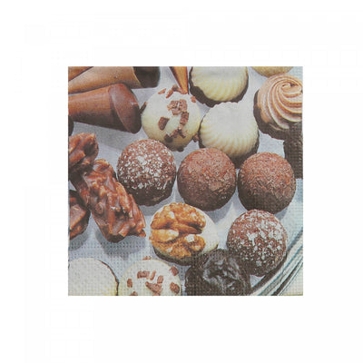 20 Pack 3 Ply Cocktail Napkin Chocolate Truffles - Set of 6|Paquet de 20 serviettes cocktail à 3 épaisseurs ornées de truffes au chocolat - ensemble de 6 paquets