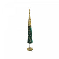 Green Velvet Standing Cone Tree with Gold Tip L Christmas Tree