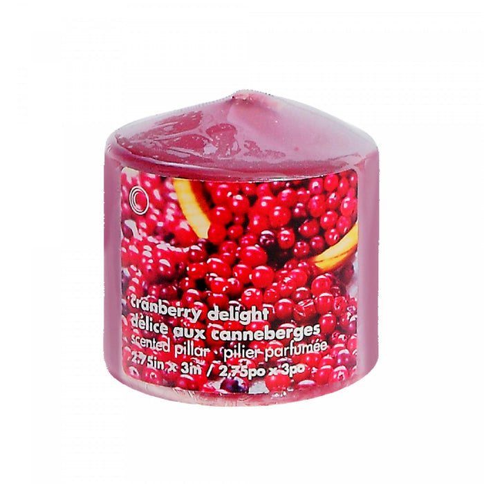 2.75\" x 3\" Scented Pillar Cranberry Delight - Set of 4 Candle