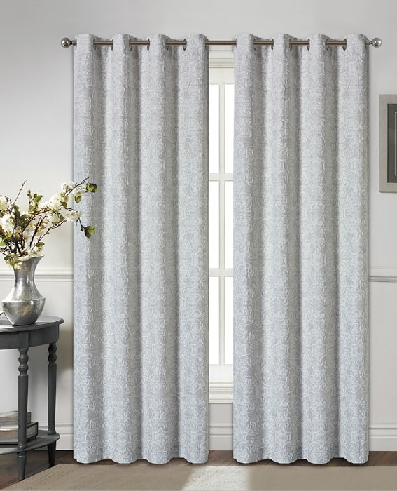 Knightly 3D Jacquard Grommet Pair of Grey Panels - 52x84