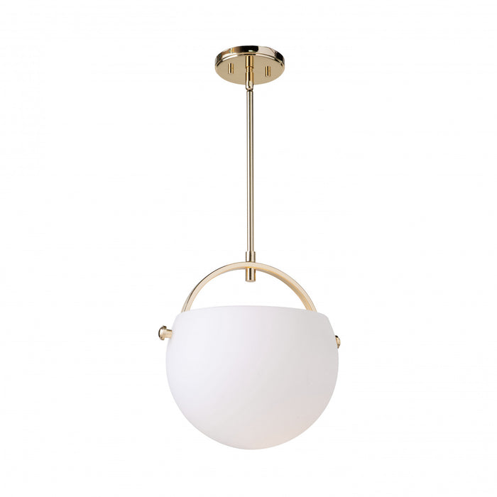 Single Opal Polished Brass Glass Pendant