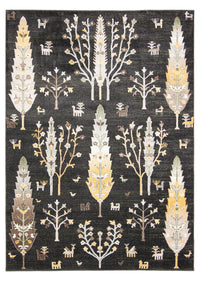 Pine Black Machine Washable Area Rug - 5'0