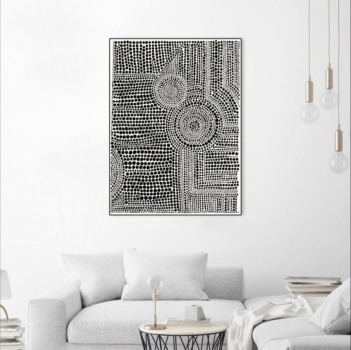 \"Clustered Dots A\" Canvas Framed Black 24x32 Wall Art