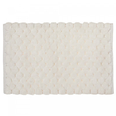 Handwoven Pompom Bathmat White 20 x 32 Bathmat|Tapis de salle de bain 20 x 32 blanc tissé à la main avec pompon