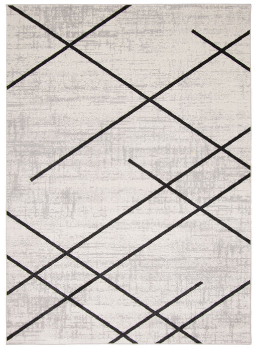 Damali Ivory/Black Machine Washable Area Rug - 3'0\" x 5'0\"