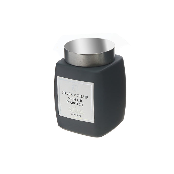 13.2 Oz Luxe Scented Square Candle with Lid Silver Mohair - Set of 2