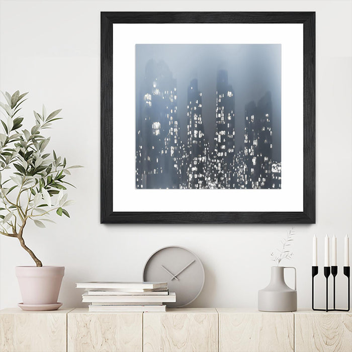 \"Dark City\" Matted and Framed Black 30x30 Wall Art
