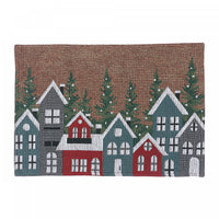 Tapestry Placemat Winter Village 13 x 18 - Set of 12