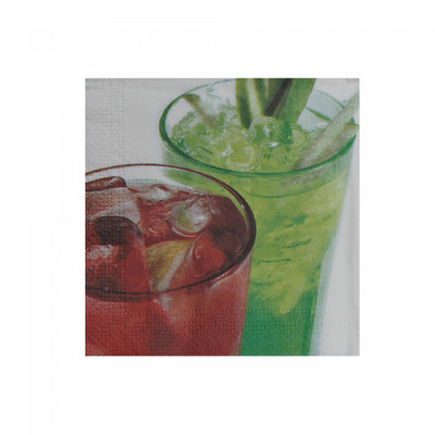 20 Pack 3 Ply Cocktail Napkin Fruit Punch - Set of 6|Paquet de 20 serviettes cocktail à 3 épaisseurs ornées d’un cocktail de jus de fruits - ensemble de 6 paquets