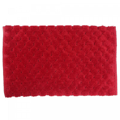 Handwoven Pompom Bathmat Red 20 x 32 Bathmat|Tapis de salle de bain 20 x 32 rouge tissé à la main avec pompon