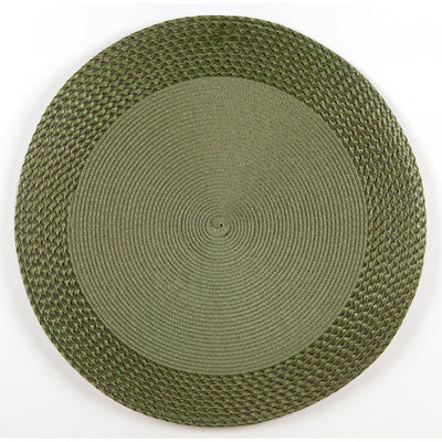Vinyl Round Placemat with Border Green - Set of 12|Napperon rond en vinyle avec bordure verte - ensemble de 12