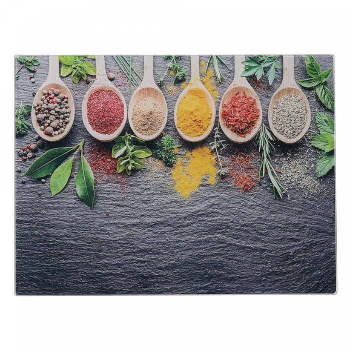 Printed Glass Cutting Board Spices - Set of 2