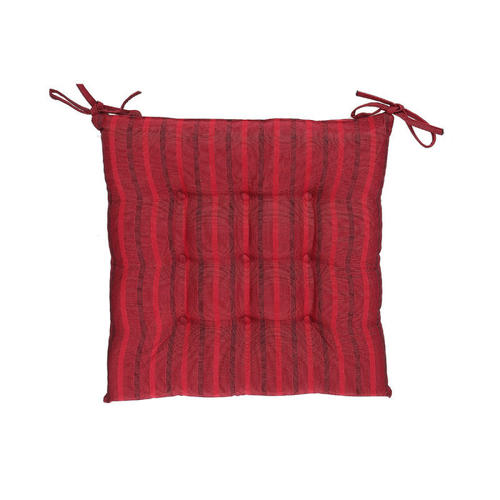 Striped Outdoor Waterproof Tufted Chair Pad Red - Set of 2