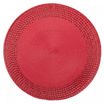 Vinyl Round Placemat with Red Border - Set of 12|Napperon rond en vinyle avec bordure rouge - ensemble de 12
