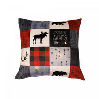 LED Velvet Cushion Adventure Awaits 18 x 18 - Set of 2 Cushions