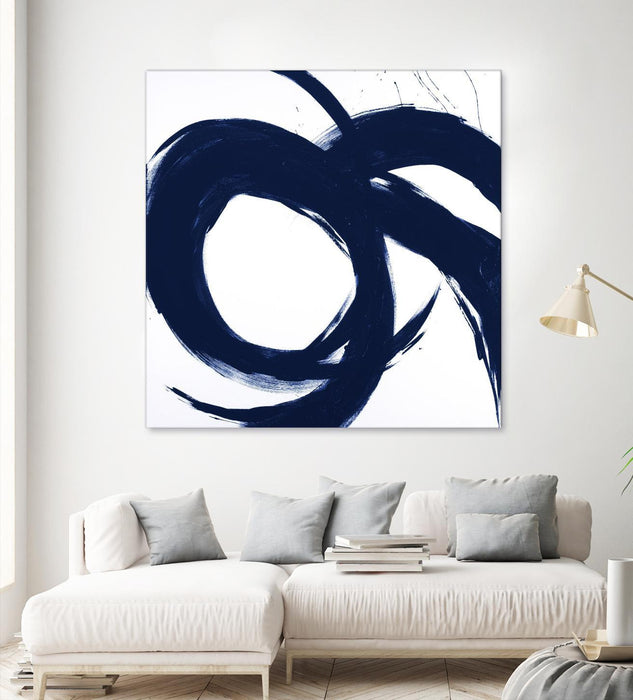 \"Navy Circular Strokes Ii\" Giant Art 72x72 Wall Art