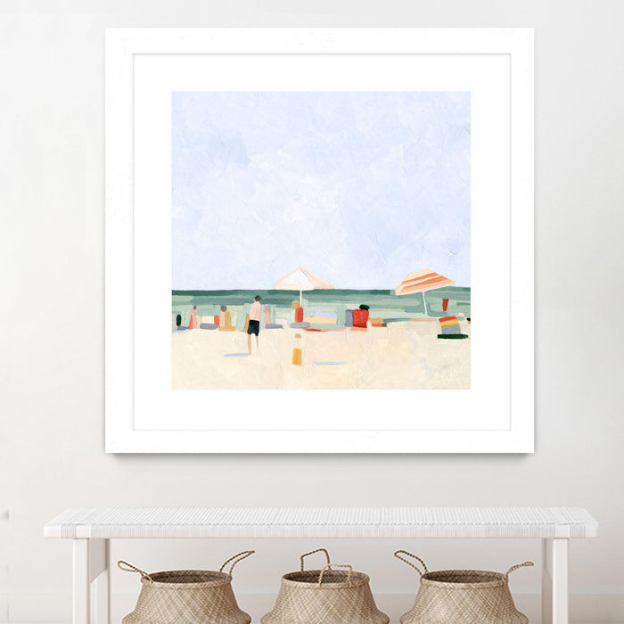 \"Family Vacation Ii\" Matted and Framed White 36x36 Wall Art