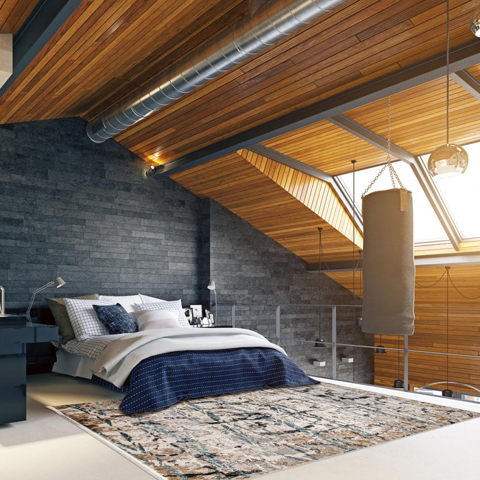 Tahi Blue, Grey, Taupe Rug 6'7\" X 9'6\" Area Rug