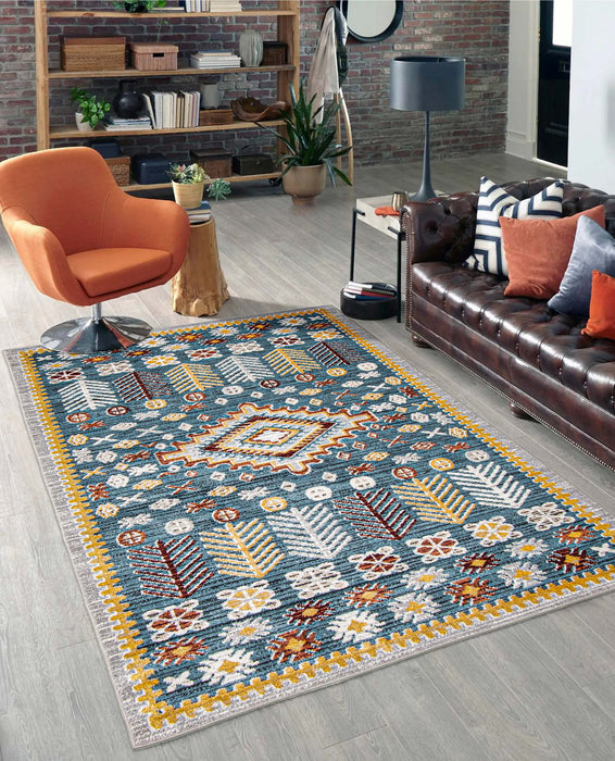 Gypsy Blue Machine Washable Area Rug - 6'0\" x 9'0\"