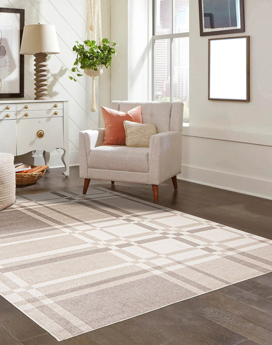 Roma Ivory Machine Washable Area Rug - 5'0\" x 7'0\"