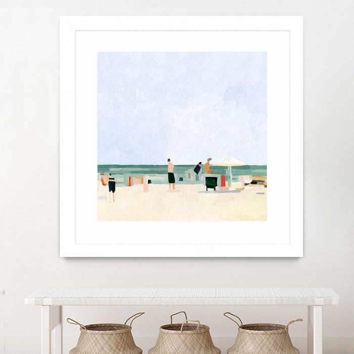 \"Family Vacation I\" Matted and Framed White 36x36 Wall Art