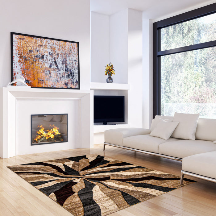 Mayoree Brown, Beige & Black Area Rug - 5'3\" X 7'3\" 