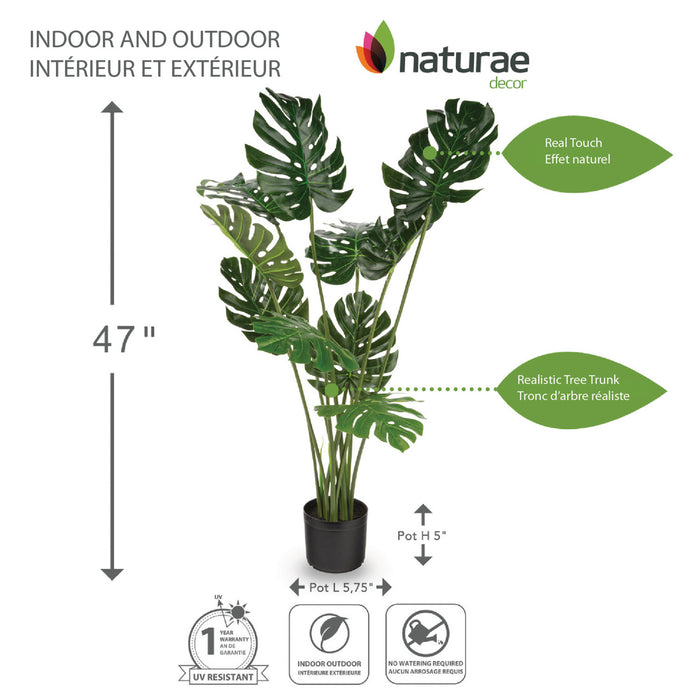 Artificial 47\" Monstera Indoor & Outdoor In Black Pot