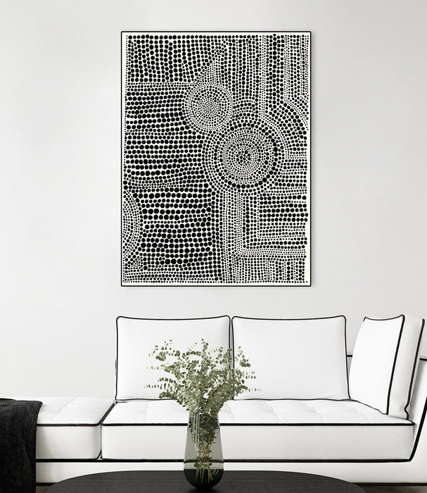 \"Clustered Dots A\" Canvas Framed Black 30x40 Wall Art