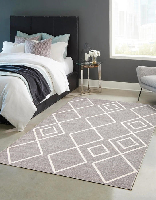 Kenza Grey Machine Washable Area Rug - 5'0\" x 7'0\"