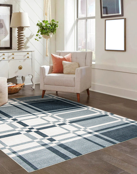 Roma Blue Machine Washable Area Rug - 6'0\" x 9'0\"