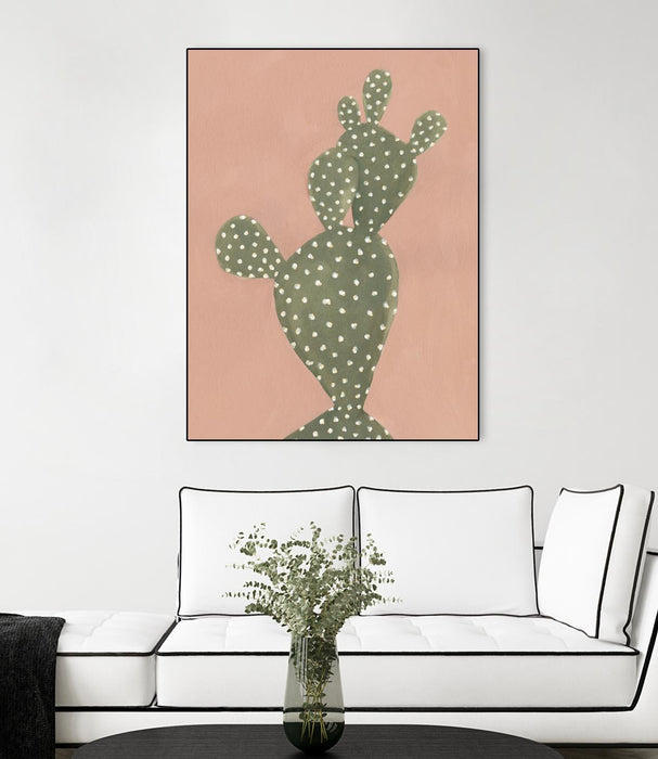 \"Coral Cacti Ii\" Canvas Framed Black 18x24 Wall Art