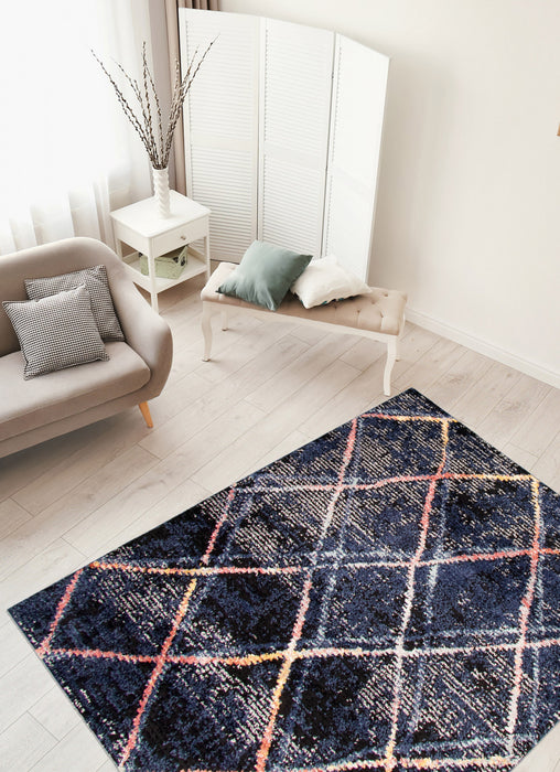 Makondo Abstract Navy Blue Area Rug - 6'7\" x 9'6\"
