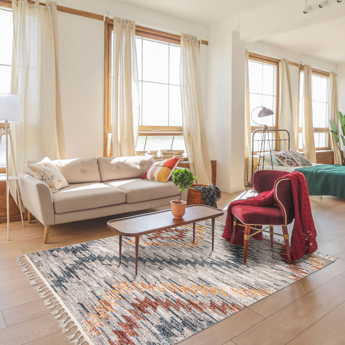 Vera Sun Ivory/Blue Area Rug - 7'10\" x 10'5\"