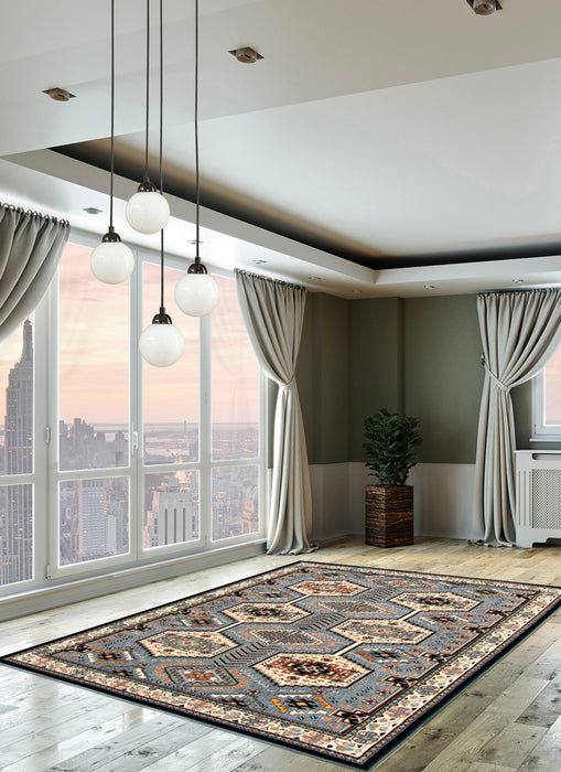 Edwin Navy Ivory Area Rug - 5' x 7'