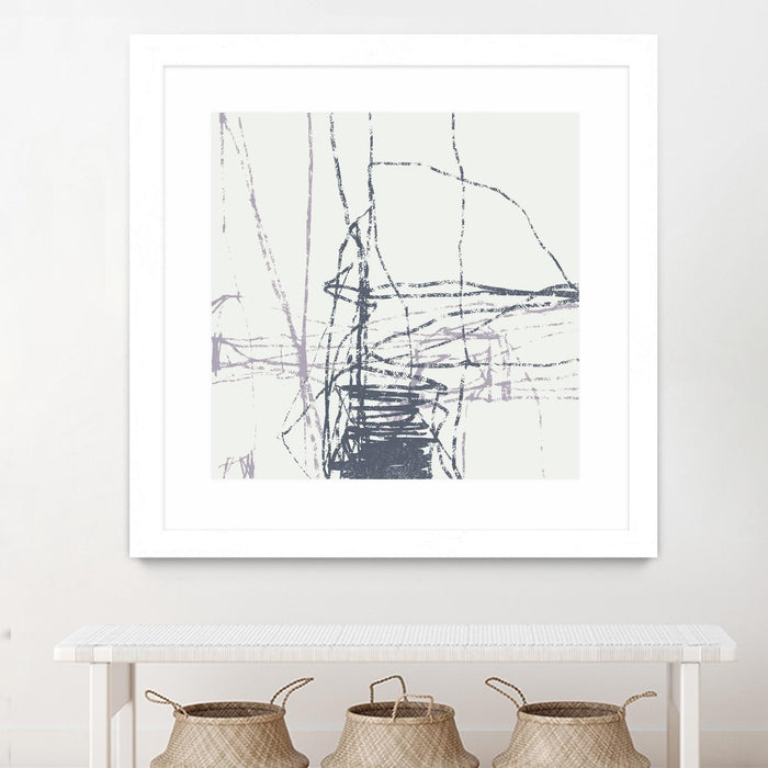 \"Chalk Doodles G\" Matted and Framed White 30x30 Wall Art