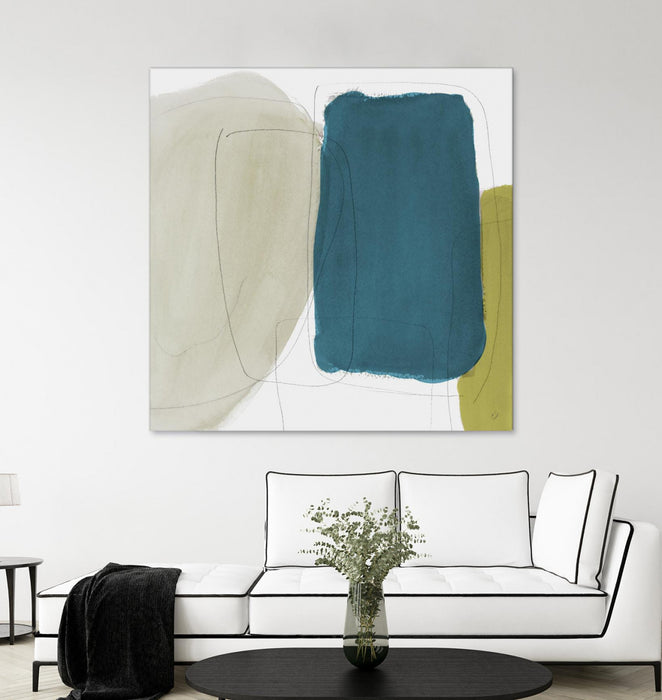 \"Beige And Navy Abstract\" Giant Art 54x54 Wall Art