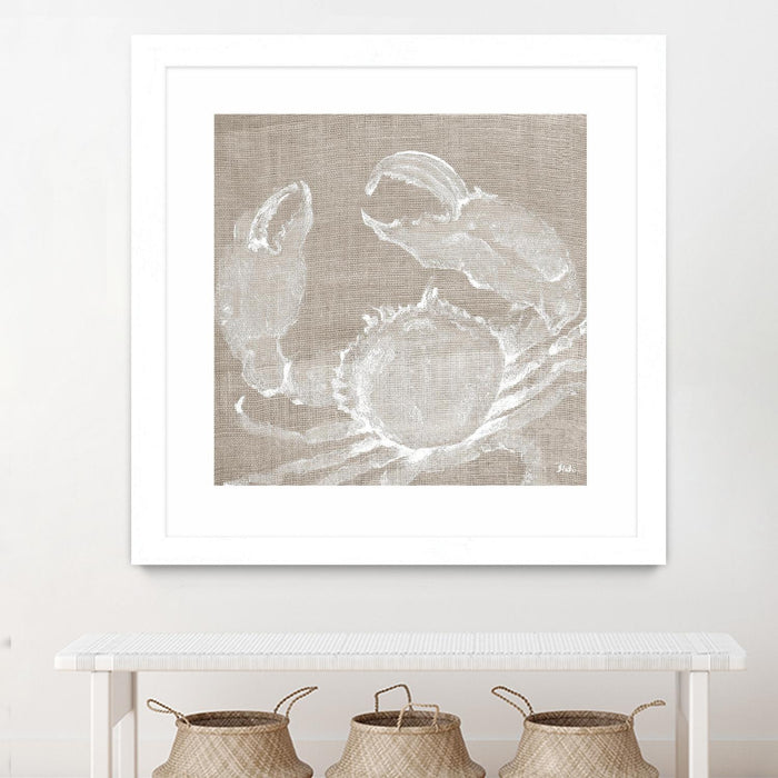 \"Neutral Surf Side I\" Matted and Framed White 30x30 Wall Art