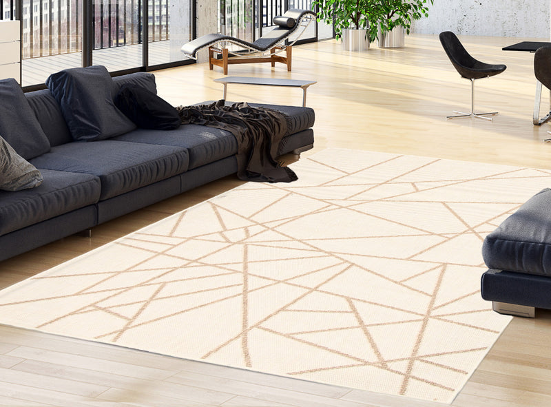 Sadie Abstract Champagne-Taupe Area Rug - 7'10\" x 10'2\"