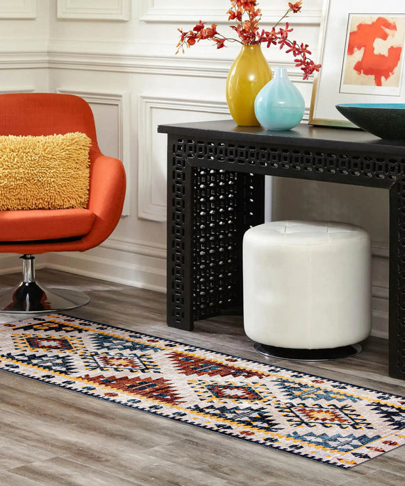 Mosaic Taupe/Copper Machine Washable Area Rug - 2'6\" x 8'0\"