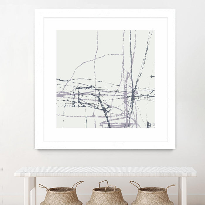 \"Chalk Doodles H\" Matted and Framed White 36x36 Wall Art