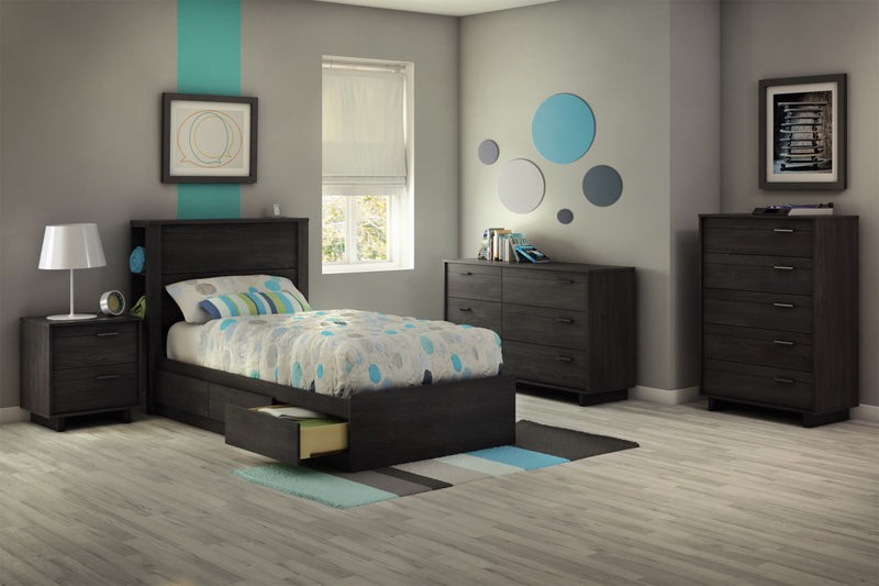 Fynn Twin Mates Bed With 3 Drawers - Grey Oak
