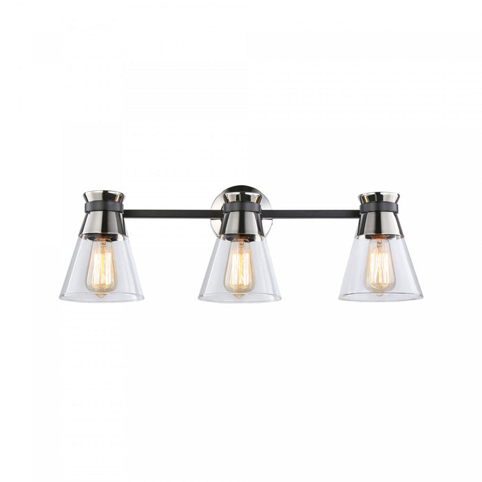 Kanata Black & Brushed Nickel 3-Light Bathroom Vanity Light