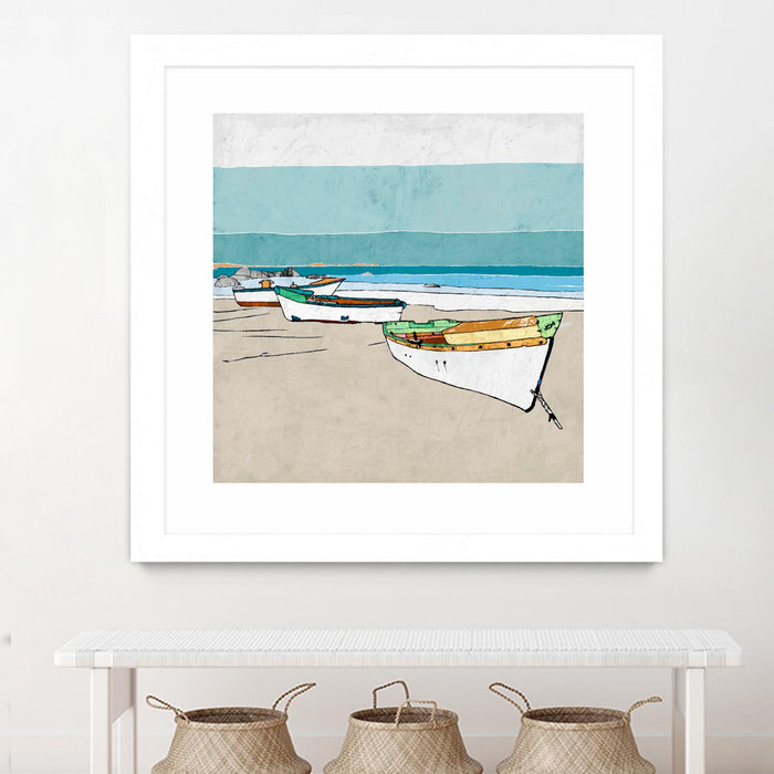 \"Lined Up\" Matted and Framed White 30x30 Wall Art