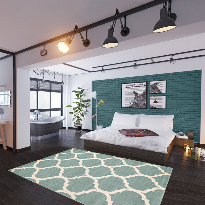 Aliya Aqua 5'3\" x 7'7\" Area Rug