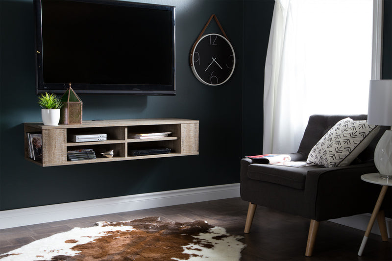 City Life Wall Mounted Media Console - Weathered Oak